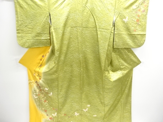 JAPANESE KIMONO / HOMONGI / KINSAI / BUTTERFLY & FLOWER